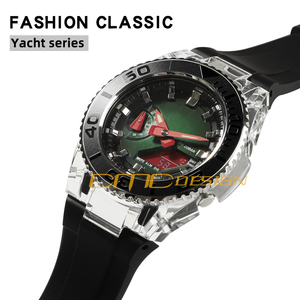 Bracelet en caoutchouc fluoro de remplacement et boîtier transparent avec kit de modification de lunette en acier inoxydable pour bracelets de montre <span class=keywords><strong>GA</strong></span>-<span class=keywords><strong>2100</strong></span> - Product Image 3