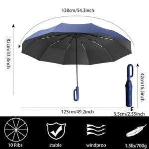 Vente en gros ODM <span class=keywords><strong>Parapluie</strong></span> automatique <span class=keywords><strong>Parapluie</strong></span> <span class=keywords><strong>inversé</strong></span> coupe-vent de couleur unie avec boucle en anneau renforcée - Product Image 2