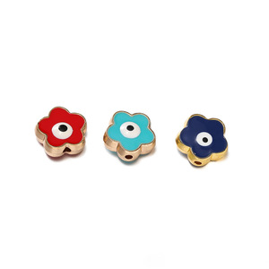Perles en alliage œil de démon, motif floral, bleu foncé, rouge, effet goutte d'huile, faites à la main, accessoires de bijoux DIY, vente en gros - Product Image 5