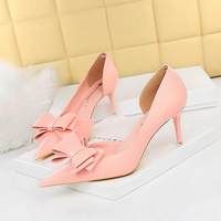 Sandales Papillon - Talon Bas - Talon Haut - Bout Fin - Bout Pointu - Découpes Latérales - Chaussures à Talons Hauts pour Femmes d'Affaires