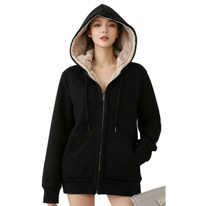 YACHEN <span class=keywords><strong>Felpa</strong></span> con Cappuccio Invernale da <span class=keywords><strong>Donna</strong></span> di Alta Qualità, in Pelliccia Sintetica Calda, con Zip Intera e Ricamo - Product Image 1