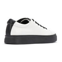 Baskets légères en cuir pleine fleur blanc et noir pour hommes – Chaussures décontractées et durables en cuir véritable pour le campus, la marche et la course à pied au quotidien