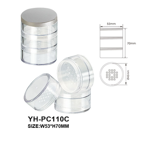 Grossiste Pot de poudre libre en plastique pailleté de couleur 3-en-1 pour injection Récipient cosmétique imprimé timbre à chaud - Product Image 1