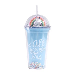 Bicchiere in Plastica Personalizzato con Coperchio e Cannuccia, Copertura Arcobaleno, Bicchieri a Doppia Parete per Bevande Fredde - Product Image 6