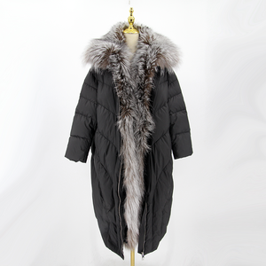 QIUCHEN QC22096 <span class=keywords><strong>2022</strong></span> Abrigo Largo de Plumón de <span class=keywords><strong>Ganso</strong></span> Grueso para <span class=keywords><strong>Mujer</strong></span>, Casual, de Invierno, con Cuello de Piel de Zorro Auténtica y Forro Acrílico - Product Image 1