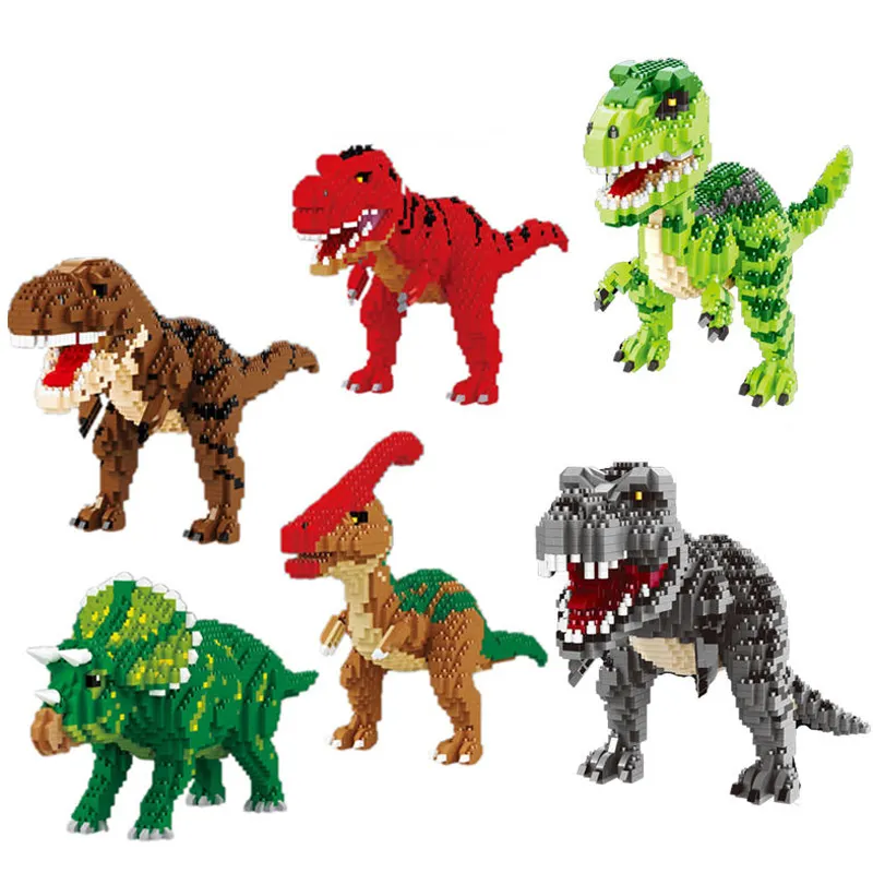Dinosaurus Jurassic Tyrannosaurus Rex hewan Monster 3D Model DIY berlian Mini blok bangunan Balody untuk anak-anak