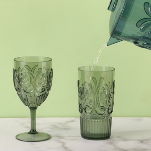 Roze wijnglazen onbreekbaar plastic wijnglas - elegante vintage gegraveerde plastic wijnglazen beker voor bruiloft feest - Product Image 4