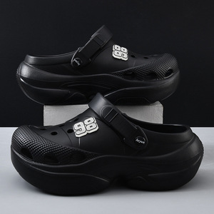 <b>Men's</b> Summer Breathable Anti-Slip EVA Water <b>Shoes</b> Thick Sole Hollow Design Outdoor Beach Slippers 5Cm <b>Heel</b> Height - Product Image 3