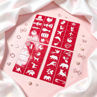 Pochoirs de tatouage en papier couché découpé, modèles colorés pour enfants, autocollants jetables à surface brillante pour peinture manuelle