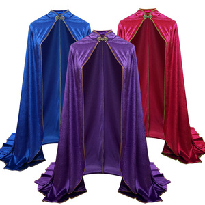 Capa de Terciopelo Neomedieval con Ribete Dorado, Disfraz para Representaciones Escénicas, Accesorio de Vestido Renacentista para Mujer Adulta - Product Image 5