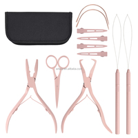 Kit de pinces pour extensions de cheveux ARLANY avec logo personnalisé, micro-perles roses et anneaux nano, outils d'installation et de retrait pour salon de coiffure