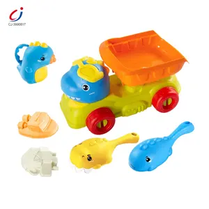Chengji eco amigável novos produtos 2024 brinquedos de praia caminhão de dinossauro jogar verão diversão plástico criança praia areia brinquedos conjunto para praia 2024