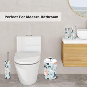 Ensemble d'accessoires de salle de bain 6 pièces à motif sans couture Funny Cats Creative Childish Texture Great Home Decor Steel Stock - Product Image 4