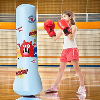 Ensemble complet d'équipements d'entraînement gonflables en PVC pour enfants : Colonne de frappe, Sac de frappe vertical, Sac de sable pour la gestion du stress à domicile