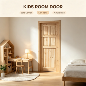 Puerta de Madera Maciza de Abeto sin Pintar para Remodelación de Viviendas Residenciales - Product Image 4