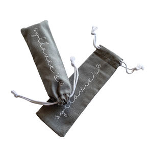 Bolsa de almacenamiento de delineador de labios reciclable de algodón orgánico pequeño gris de tamaños personalizados suaves bolsas de embalaje con cordón para <span class=keywords><strong>clarinete</strong></span> - Product Image 2