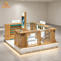 Étagères en bois naturel pour cosmétiques, pour boutique de beauté, aménagement de boutique haut de gamme, étagères à parfums pour centre commercial intérieur