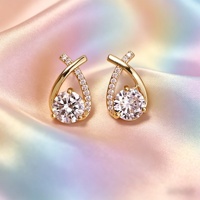 Boucles d'oreilles clous géométriques Bohan S925 en argent pur Yunhua pour femme, nouvelle collection, tendance, en moissanite, plaqué or 18 carats, micro-incrustation