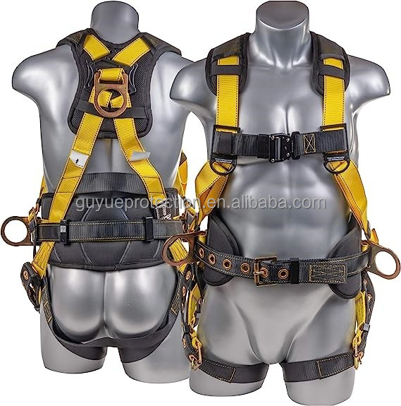 ANSI Certified Full Body Safety Harness Fall Arrest Belt Single Hook Carabiner Wholesale Polyester Lanyard for Rescue Work