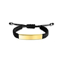 Bracelet en corde tressée en acier inoxydable, cordon réglable, barre métallique gravable, logo personnalisé, cadeau de fête pour hommes et femmes