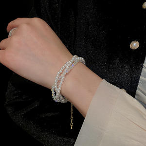 होवसाक कस्टम सोने ने एकल ताजा पानी मोती कंगन ट्रेंडी कई परत वाइंडिंग स्ट्रिंग बेडेड ब्रेसलेट थोक - Product Image 6