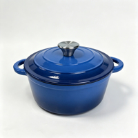 Cocotte en fonte émaillée classique avec couvercle, compatible four, antiadhésive, pour la cuisine quotidienne familiale