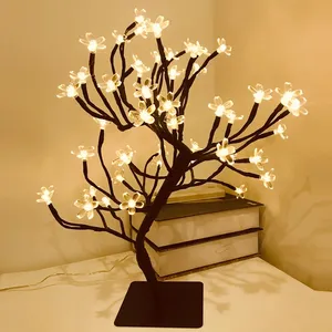 Lampu meja LED, lampu meja malam pohon bunga mawar ibu perempuan istri wanita hadiah Hari Ibu dekorasi untuk pesta pernikahan kamar tidur