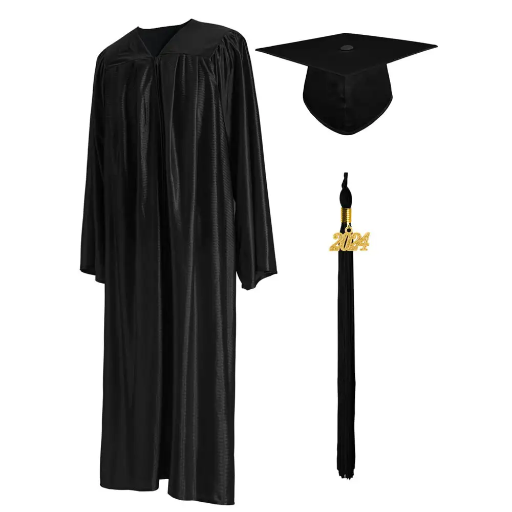 Wholesale 100% Polyester Back Color Matte Fabric Graduation Cap And Gowns