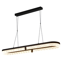 Lustre LED moderne à motif de glace craquelée linéaire, nouveau design 2026, suspension noire, garantie 3 ans pour cuisine