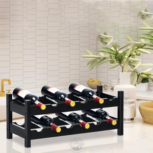 High Quality 2-Tier Bamboo Wine Rack Water Bottle Organizer Solid Wood with Modern Design <strong>Adjustable</strong> Home <strong>Furniture</strong> <strong>Low</strong> <strong>Price</strong> - Product Image 5