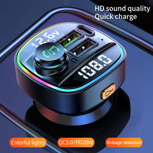BT 5.3 FM Transmitter rảnh tay xe màu xanh răng modulator MP3 Máy nghe nhạc 22.5W USB siêu nhanh phí xe Kit đài phát thanh Adapter - Product Image 2