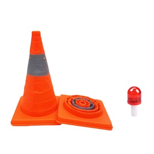 مخروط طريق تلسكوبي قابل للطي مع أضواء عاكسة للسلامة، حاجز تحذيري للطوارئ على شكل دلو آيس كريم 30 سم - Product Image 2