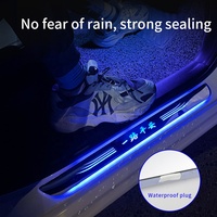 Plaque de seuil de porte LED acrylique personnalisée pour voiture, avec logo USB et éclairage de bienvenue coloré en mouvement