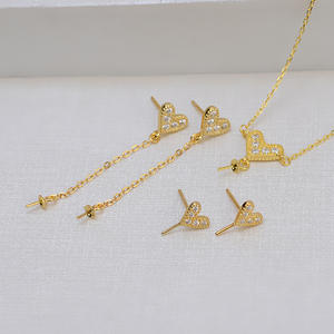 S925 Silver Heart Earring Stand DIY Pearl Accessories 8-11 Peach Heart Earaccessory Empty Stand 5817 <b>Fashion</b> <b>Jewelry</b> <b>Sets</b> - Product Image 5