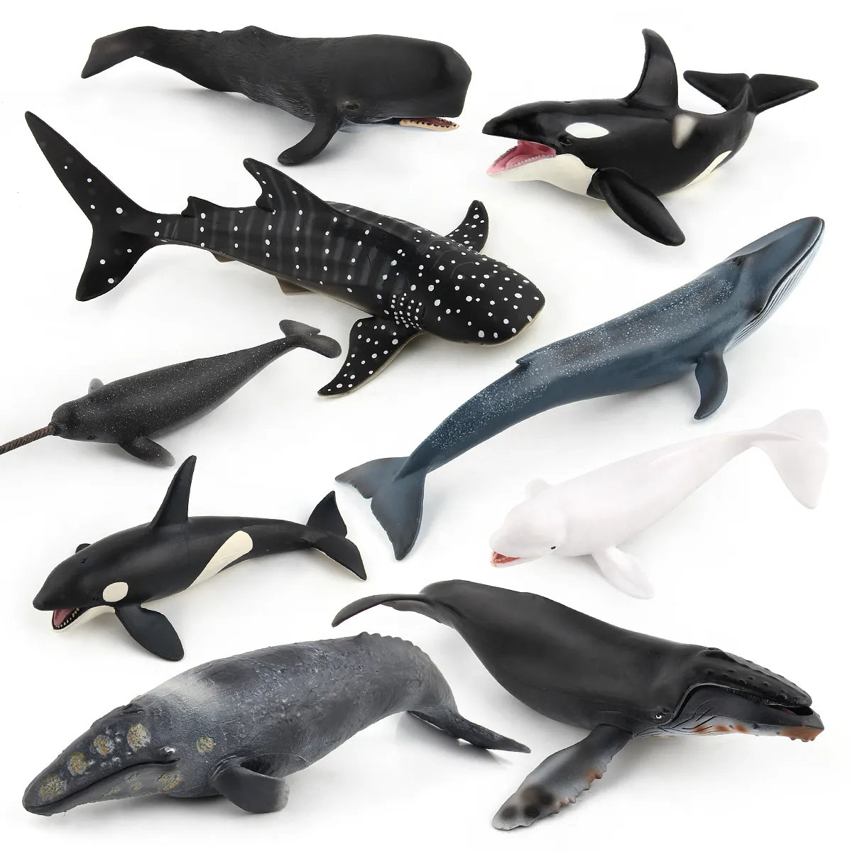 Levensechte Whale Model Plastic Marine Dier Speelgoed Schaal Whale Model Serie 9 Diverse Effen Statische Modellen