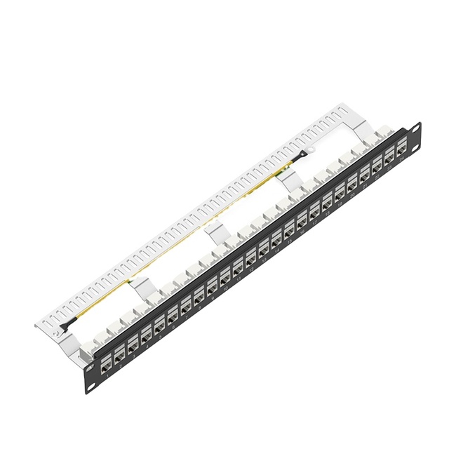 ZHEFAN 19-inch 1U Telecommunications Patch Panel with 24 CAT6 FTP Shielded Keystone Jacks 24 Ports