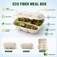 Conteneur alimentaire jetable en fibres végétales biodégradables de 1500 ml, grande capacité, fabriqué en Chine