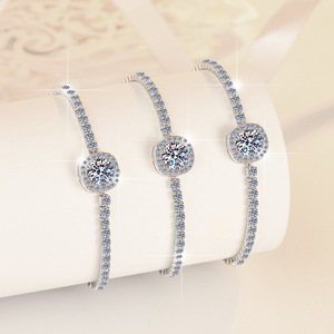 Husky đồ trang sức mỹ Maker thời trang tùy chỉnh sang trọng pha lê 2ct VVS1 kim cương moissanite S925 Sterling Bạc Vòng đeo tay dangle - Product Image 1