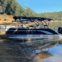 Bateau ponton en aluminium de 5,8 m à 7,6 m, directement de l'usine, avec moteur hors-bord de 300 CV, bimini, tube de 3,0 mm, poutre de 2,4 m, pour 15 personnes, idéal pour les croisières touristiques