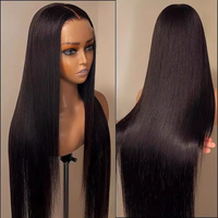 Perruques sans colle pour femmes, cheveux vierges noirs naturels, longs et raides, avec dentelle frontale 13x4, ligne de cheveux pré-épilée et dentelle HD transparente