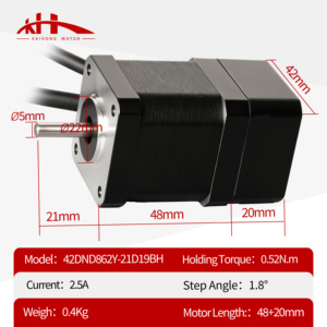 Motor paso a paso híbrido de bucle cerrado Kaihong 42x42x48+<span class=keywords><strong>20mm</strong></span> 0.55Nm 24VDC 2 fases <span class=keywords><strong>Nema</strong></span> <span class=keywords><strong>17</strong></span> con codificador de 1000 líneas, certificado CE ROHS - Product Image 2