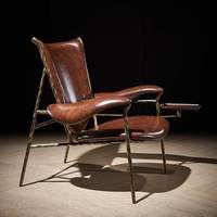 Canapé et fauteuil de salon en cuir véritable, style vintage, forgé à la main, entièrement ciré à l'huile, pour salon ou zone de réception