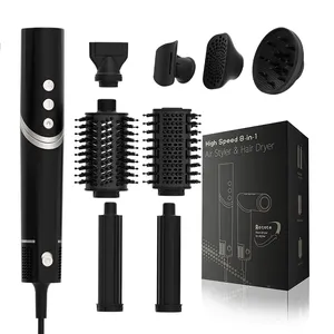 8 In 1 Hair Dryer Brush Curler Straightener Comb Negative Ion Foldable Ioic High Speed Bldc Hair Blow Brush Dryer Wirh Diffuser