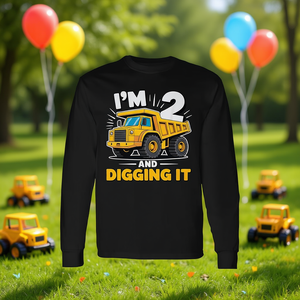 T-shirt à manches longues pour garçons de 2 ans, camion de chantier, cadeau d'anniversaire - Product Image 3