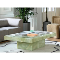 Table basse en marbre onyx vert rectangulaire moderne haut de gamme SH STONE, taille personnalisable, meubles de salon