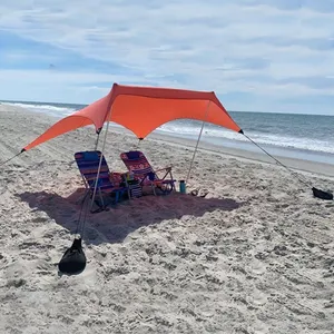 High Quality Portable Lycra 4 Aluminum Poles Anti UV Easy Setup Sun Shelter Canopy Outdoor Sun Shade Beach Tents With Sandbag/