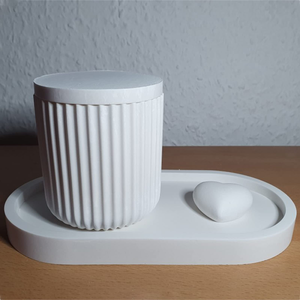 Early Riser Diy Crystal Glue Drop Cement Gypsum with Lid Stripe Reticulated Aroma burner Suit Candle Cup Silicone <b>Mold</b> - Product Image 3