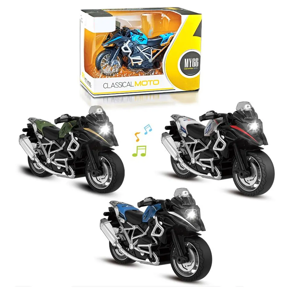 Motorrad modell aus Druckguss legierung im Maßstab 1:14 Spielzeug Pull Back Function Fahrzeug Druckguss Spielzeug Motorrad mit Licht und Musik für Kinder