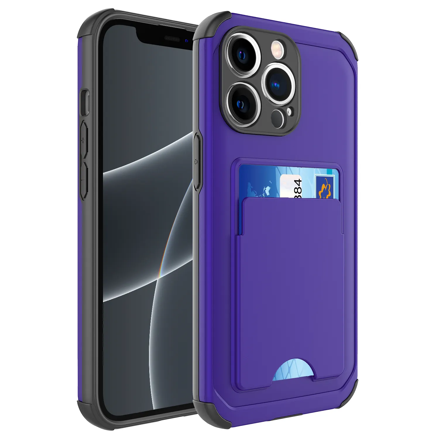 Funda de teléfono 2 en 1 de silicona a prueba de golpes, funda anticaída de TPU con soporte para tarjeta de crédito para samsung galaxy s21 a12 a20 a52