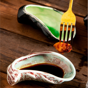 Restaurant Rétro Céramique <span class=keywords><strong>Porcelaine</strong></span> Vaisselle Écologique <span class=keywords><strong>Assiette</strong></span> En Forme D'huître Caviar Snack Dip Dish - Product Image 4